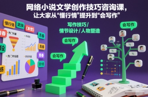 网络小说文学创作技巧咨询课，让大家从“懂行情”提升到”会写作”的高度-致富学堂