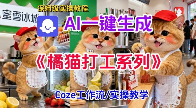 Coze扣子工作流一键生成胖橘猫打工短视频，保姆级实操搭建教学-致富学堂