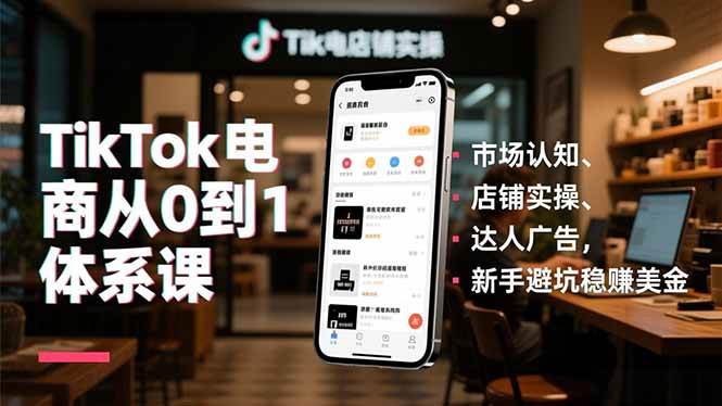 （16818期）TikTok电商从0到1体系课，市场认知、店铺实操、达人广告，新手避坑稳赚美金-致富学堂
