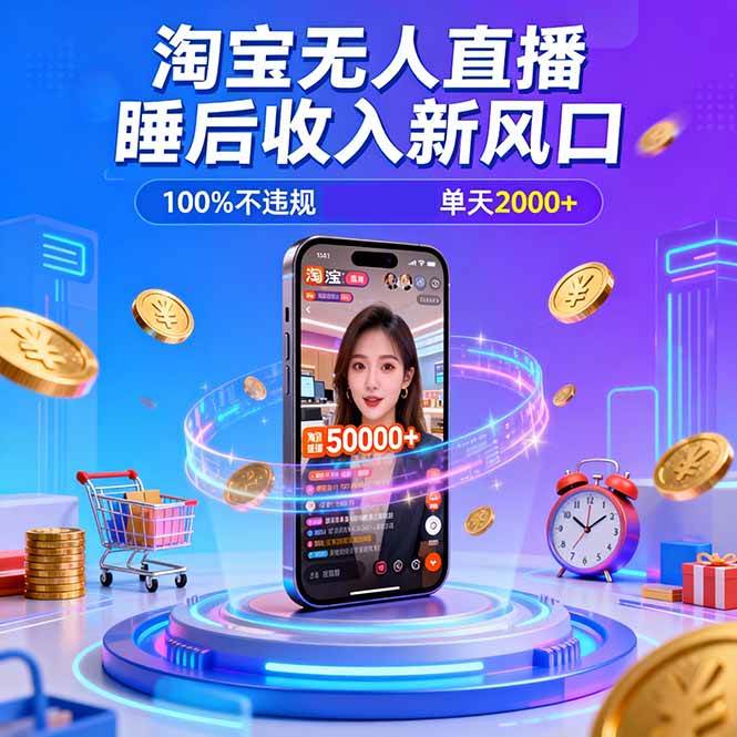 （16822期）淘宝无人直播，不违规不封号，直播100小时卖了5万，年底旺季！-致富学堂