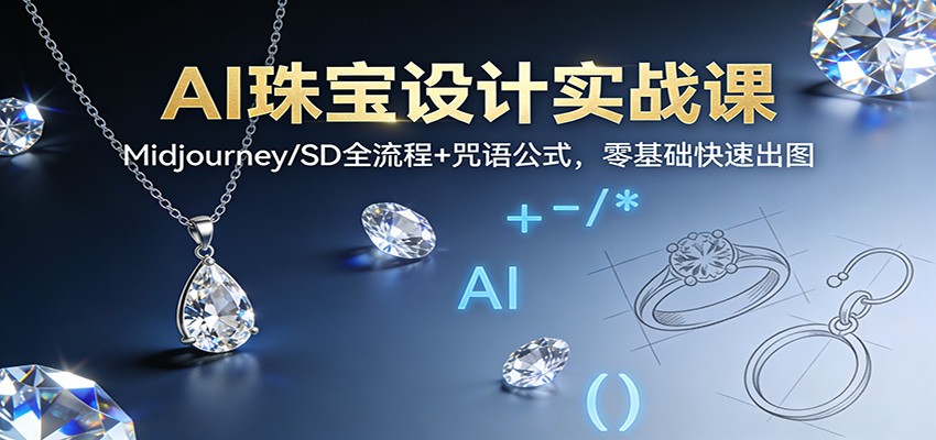 AI珠宝设计实战课：Midjourney/SD全流程+咒语公式，零基础快速出图-致富学堂