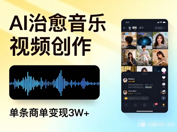 AI做治愈音乐视频，多平台投稿，单条商单变现3W+-致富学堂