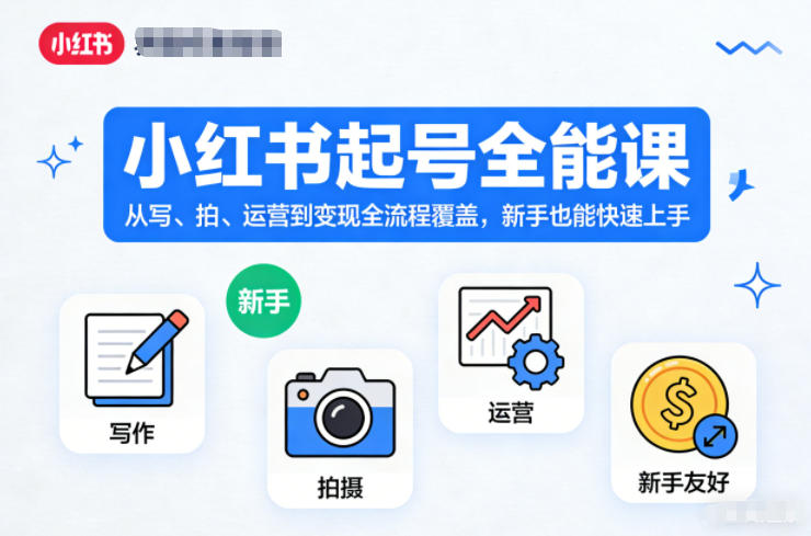 小红书起号全能课，从写、拍、运营到变现全流程覆盖，新手也能快速上手-致富学堂