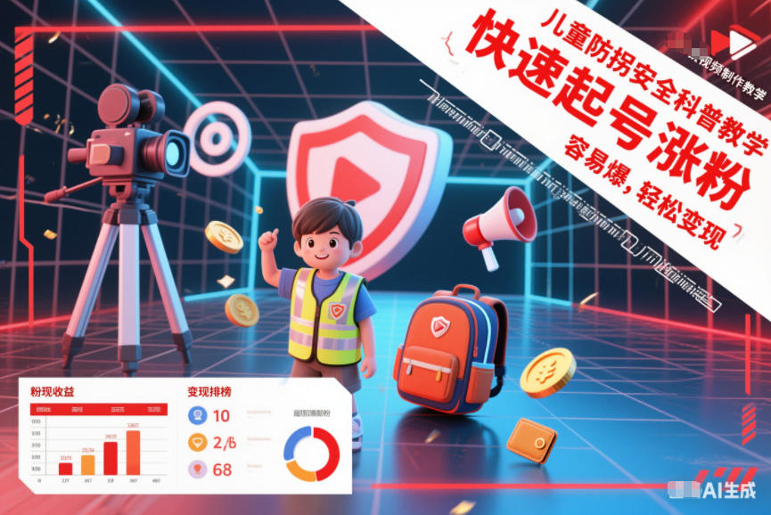 儿童防拐安全科普知识视频制作教学，快速起号涨粉，容易爆，轻松变现-致富学堂