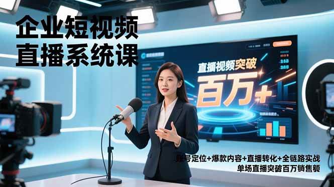 （16878期）企业短视频直播系统课，账号定位+爆款内容+直播转化+全链路实战，单场直播突破百万销售额-致富学堂