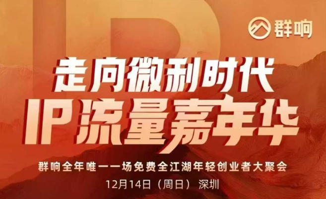 2025ip嘉年华万人12月14深圳线下课，走向微利时代，IP流量嘉年华，实操性极强的商业干货课-致富学堂