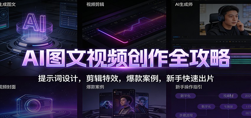 AI图文视频创作全攻略：提示词设计，剪辑特效，爆款案例，新手快速出片-致富学堂