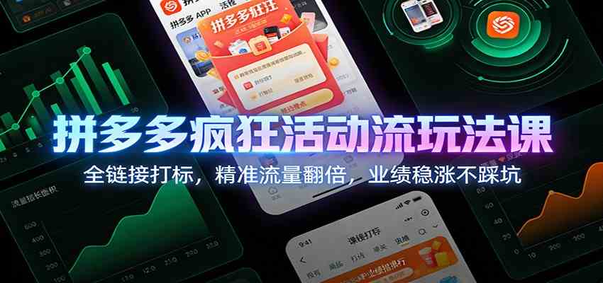 拼多多疯狂活动流玩法课：全链接打标，精准流量翻倍，业绩稳涨不踩坑-致富学堂