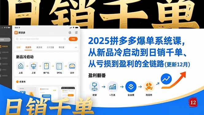 （16894期）2025拼多多爆单系统课，从新品冷启动到日销千单、从亏损到盈利的全链路（更新12月）-致富学堂