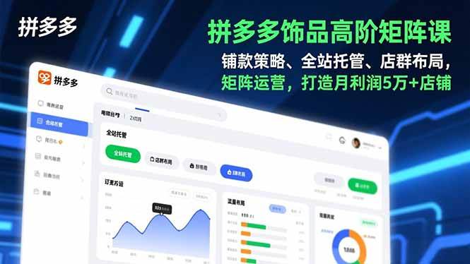 （16915期）拼多多饰品高阶矩阵课，铺款策略、全站托管、店群布局，矩阵运营，打造月利润5万+店铺-致富学堂