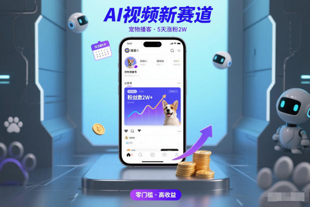 AI视频新赛道，宠物播客仅注册5天涨粉2W，收益非常可观-致富学堂