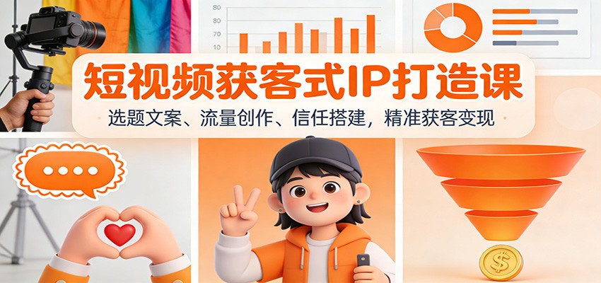 短视频获客式IP打造课：选题文案、流量创作、信任搭建，精准获客变现-致富学堂