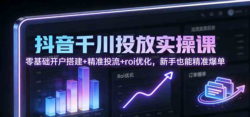 抖音千川投放实操课：零基础开户搭建+精准投流+roi优化，新手也能精准爆单-致富学堂