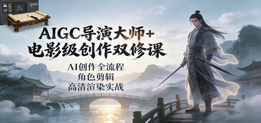 AIGC导演大师+电影级创作双修课：AI创作全流程、角色剪辑、高清渲染实战-致富学堂
