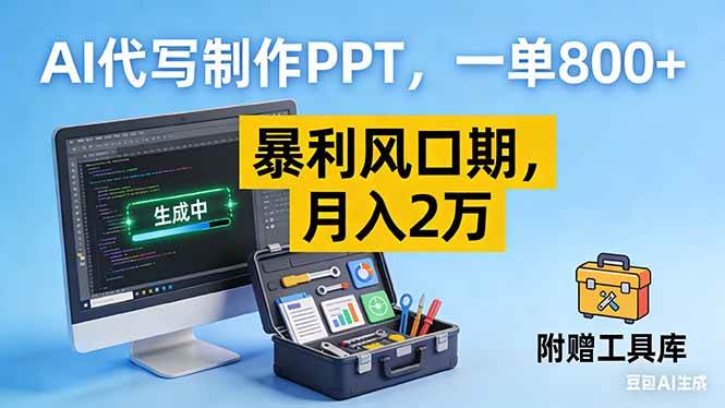 （16967期）AI代写制作PPT，一单800+， 暴利风口期，月入2万【附工具】-致富学堂