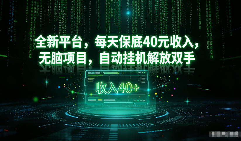 最新看广平台，每天保底30-4米，无脑项目，自动挂G解放双手【揭秘】-致富学堂