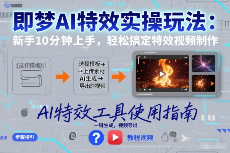 即梦AI特效实操玩法：新手10分钟上手，轻松搞定特效视频制作-致富学堂