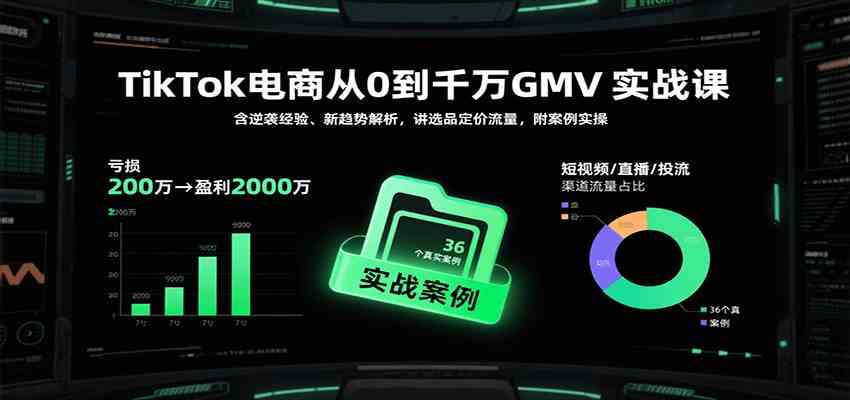 TikTok电商从0到千万GMV实战课，含逆袭经验、新趋势解析，讲选品定价流量等（更新）-致富学堂